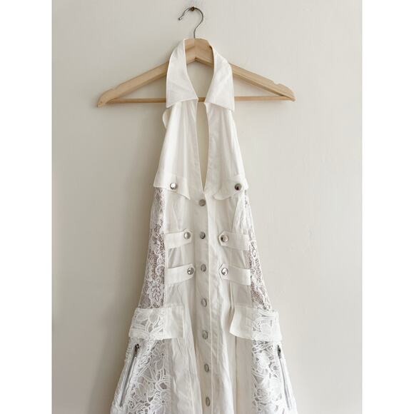 IN EARNEST by Byron Lars Halter Utility White Midi Dress Size 6 NEW - Picture 6 of 10